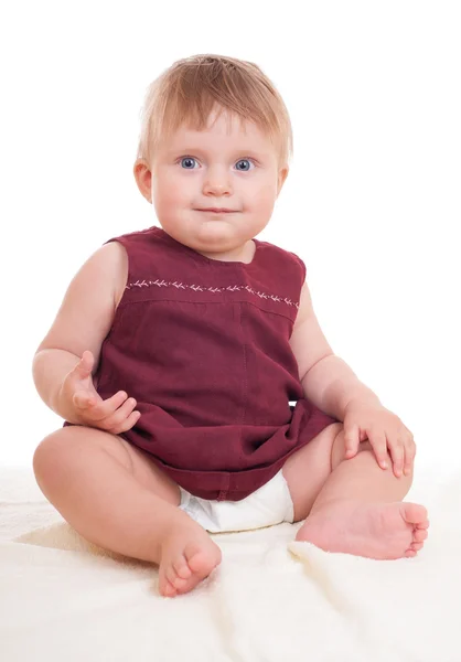 Bright adorable baby on white — Stock Photo, Image