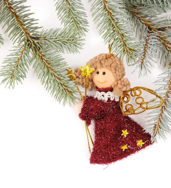 Julgran dekoration med ängel — Stockfoto