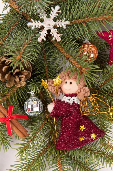 Christmas tree decoration with angel — Stock Photo, Image