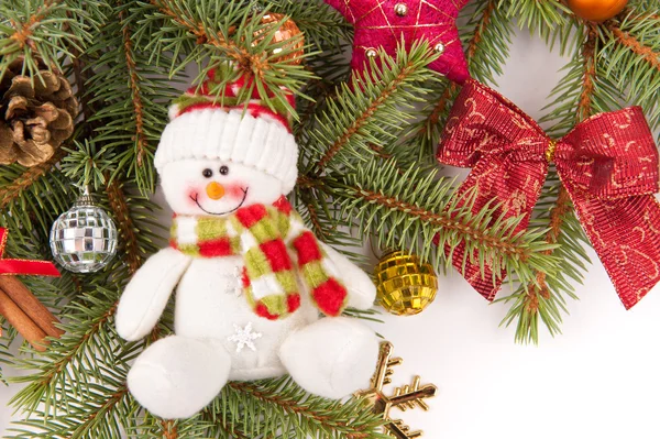 Χριστουγεννιάτικο δέντρο διακόσμηση με χιονάνθρωπος — Φωτογραφία Αρχείου