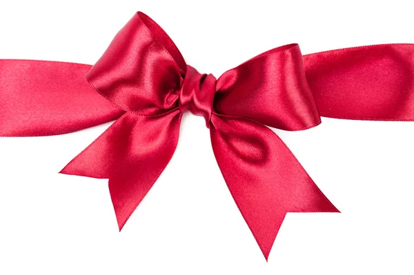 Big red bow made from silk ribbon — Stock Photo, Image