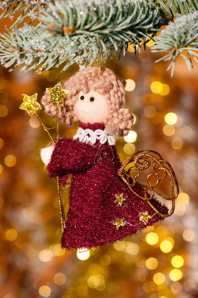 Karácsonyi angyal fenyő fa ága — Stock Fotó