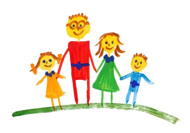 mutlu bir aile. suluboya çizimi