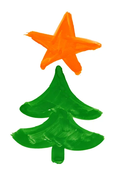 Christmas fir tree. watercolor drawing on a paper — Stock Photo, Image