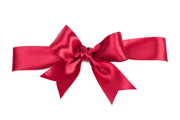 Big red bow made from silk ribbon — Stock Photo, Image