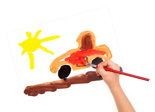 Child draw a car — Stock Photo, Image