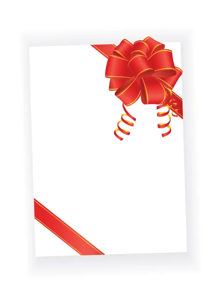 Arc rouge sur feuille de papier blanc — Image vectorielle