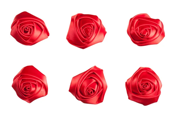 Set of roses made of silk ribbon — Stock Photo, Image