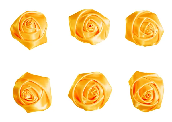 Set of roses made of silk ribbon — Stock Photo, Image