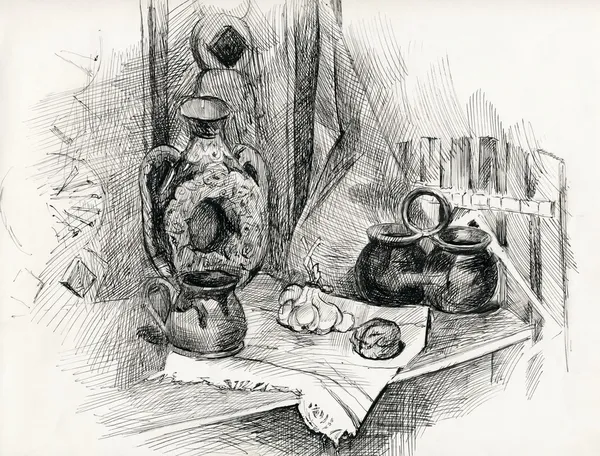 Nature morte. dessin au crayon . — Photo