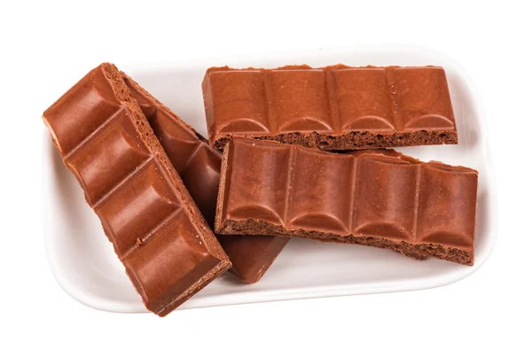 Chocolate bar on dish isolated — Stock Photo, Image
