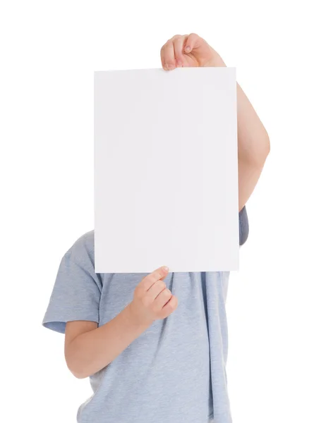 Boy with blank sheet paper — Stock Photo, Image