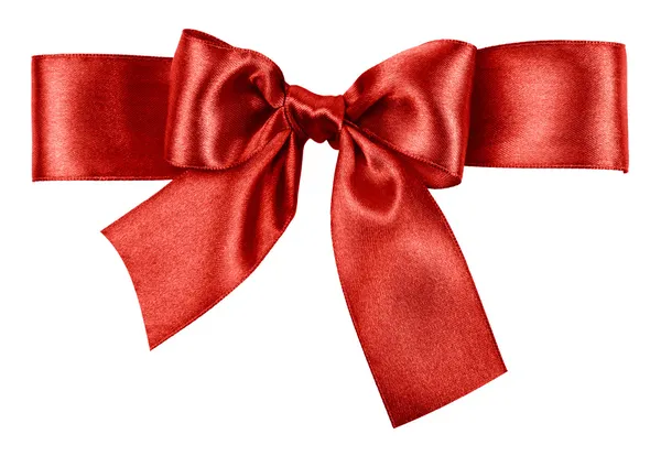 Red bow made from silk ribbon — Stock Photo, Image