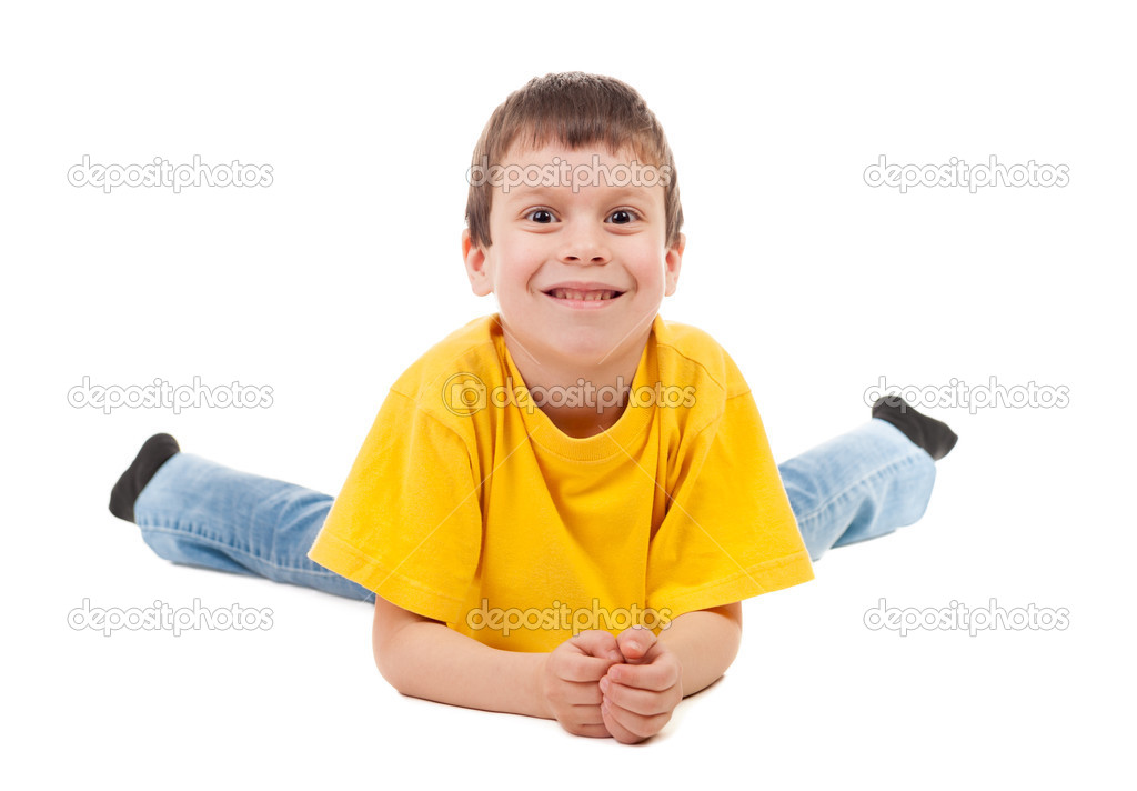 boy in yellow t-shirt isolated