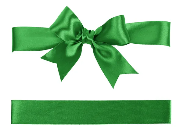 Green bow and ribbon — Stock Photo, Image