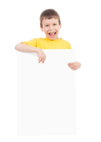 Niño con hoja de papel en blanco — Foto de Stock