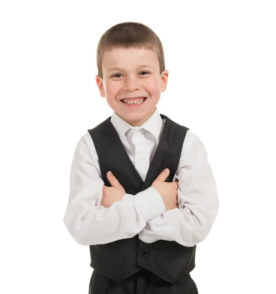 Niño en un traje en blanco —  Fotos de Stock