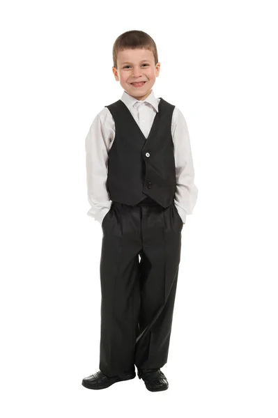 Niño en un traje en blanco —  Fotos de Stock