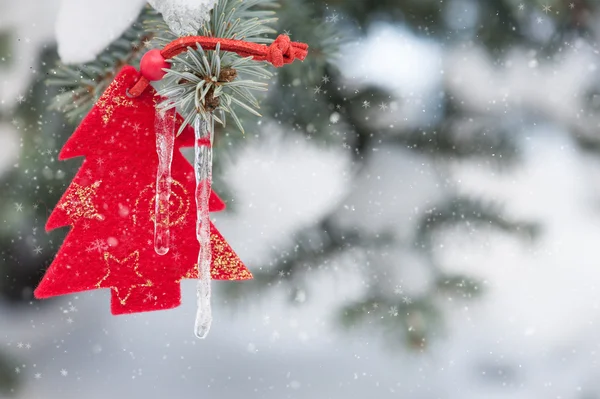 Toy fir tree on branches — Stock Photo, Image