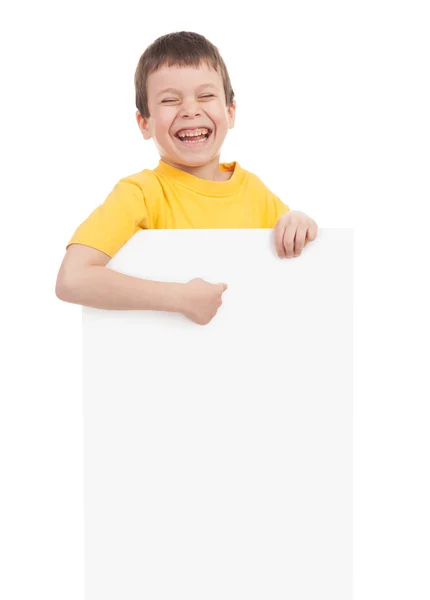 Boy with blank paper sheet — Stock Photo, Image