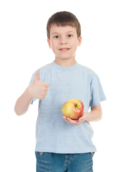 Apple üzerinde beyaz bir çocukla — Stok fotoğraf