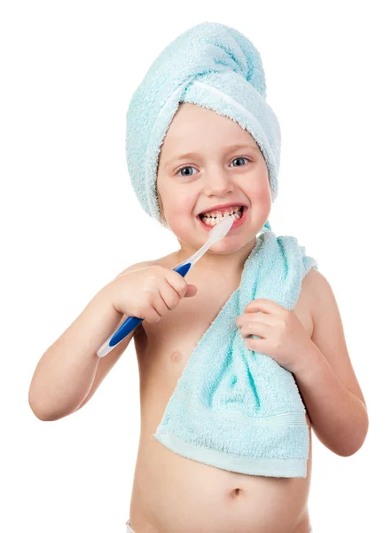 Child in towel isolated — Stock Photo, Image