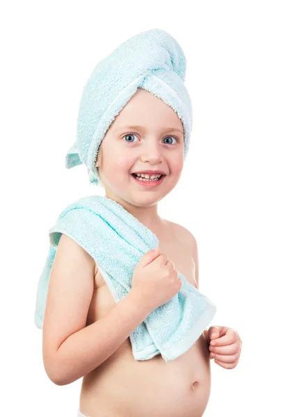 Child in towel isolated — Stock Photo, Image