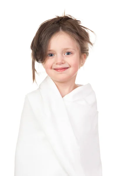 Child in white towel — Stock Photo, Image