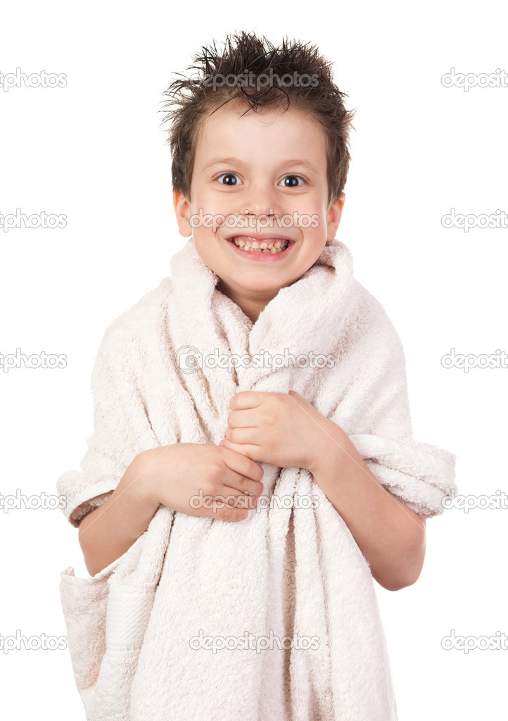 child with wet hair