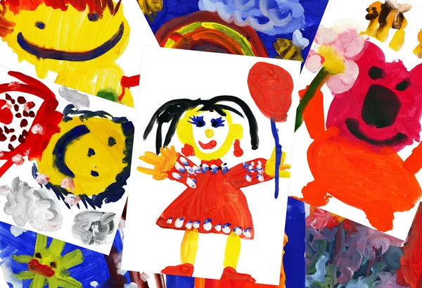 Collage of children's drawings — Stock Photo, Image