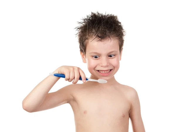 Niño cepillándose los dientes — Foto de Stock