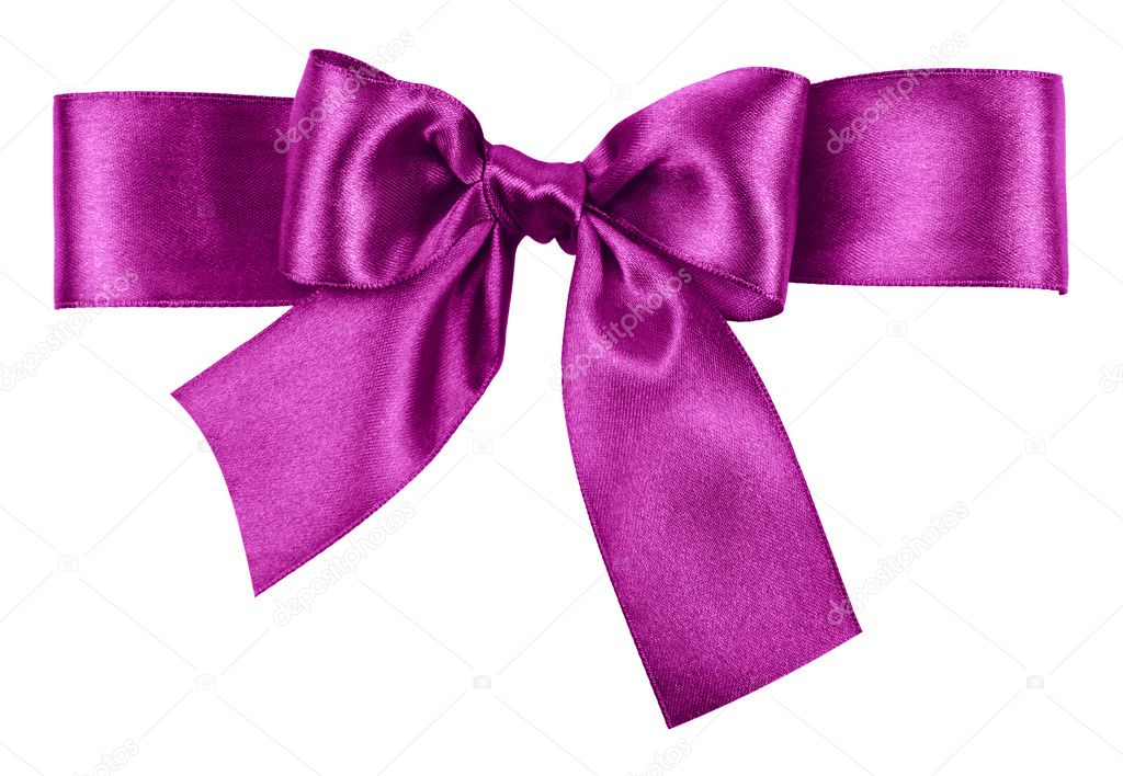 purple bow made from silk ribbon