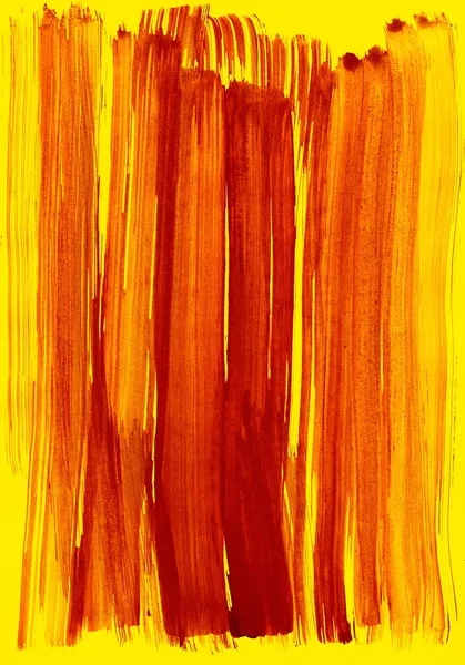 Red on yellow watercolor stroke as background — Stock Photo, Image