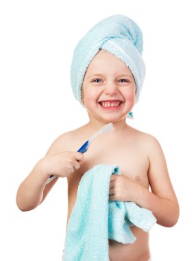 Çocuk havlu izole içinde