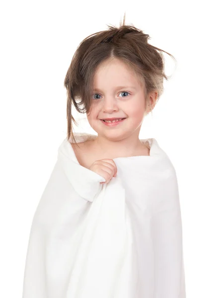 Çocuk beyaz havlu — Stok fotoğraf