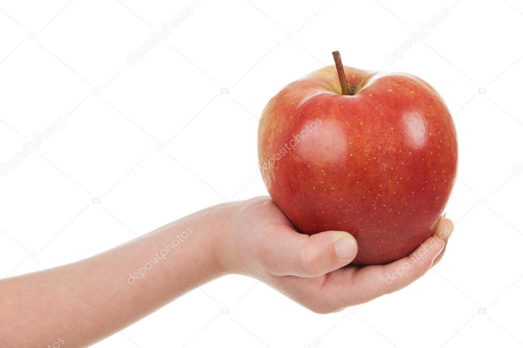 red apple in child hand