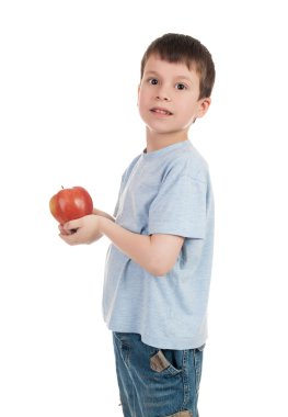 apple üzerinde beyaz bir çocukla