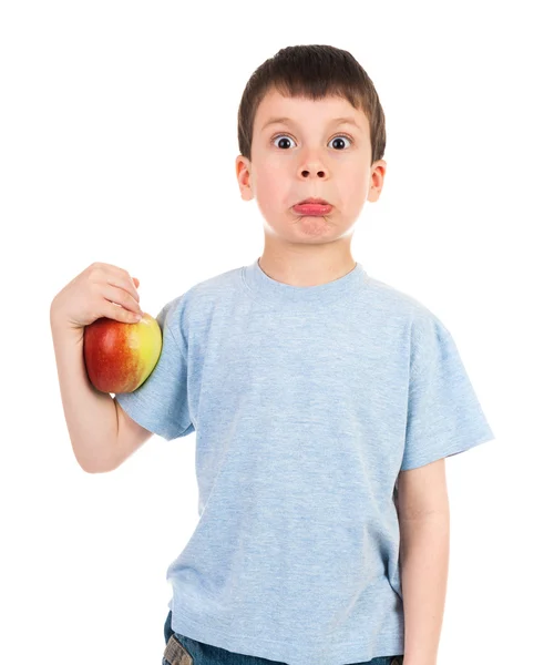 Pojke med äpple — Stockfoto