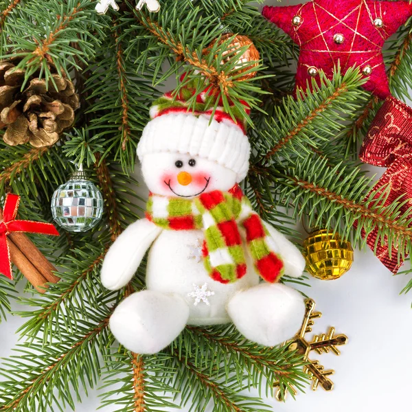 Χριστουγεννιάτικη διακόσμηση με χιονάνθρωπο — Φωτογραφία Αρχείου