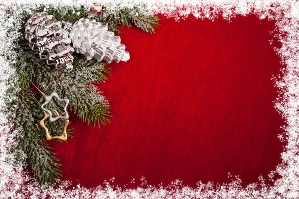 Christmas decoration on red — Stock Photo, Image