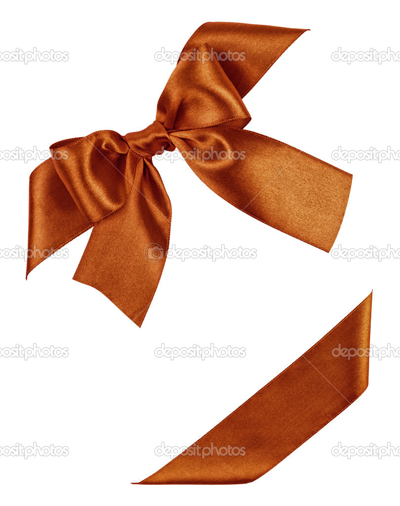 brown bow made from silk ribbon