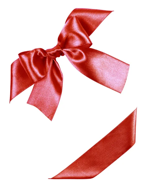 Red bow made from silk ribbon — Stock Photo, Image