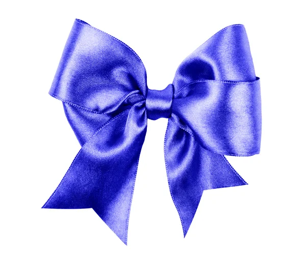 Blue bow made from silk ribbon — Stock Photo, Image