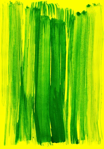 Green on yellow watercolor stroke as background — Stock Photo, Image