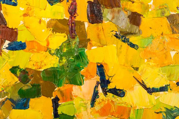 Peinture à l'huile jaune abstraite sur toile . — Photo