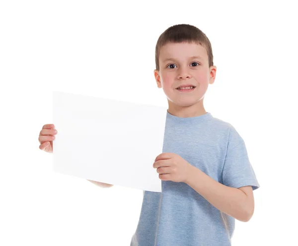 Boy with blank sheet paper — Stock Photo, Image