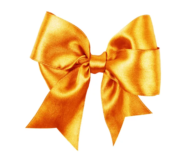 Golden bow made from silk ribbon — Stock Photo, Image