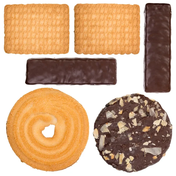 Collection de biscuits et bonbons au chocolat isolés — Photo