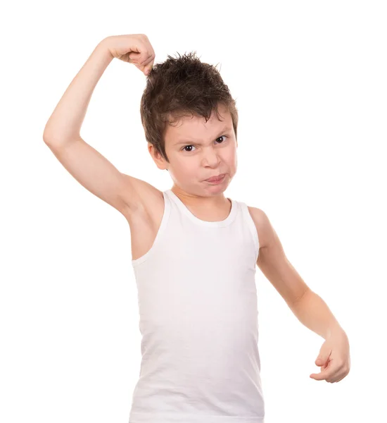 Nasses Haar Junge mit Emotionen auf weiß — Stockfoto