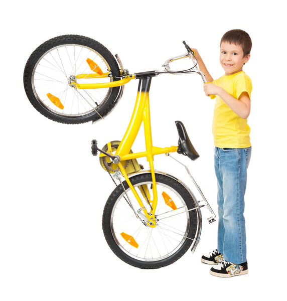 boy on bicycle isolated